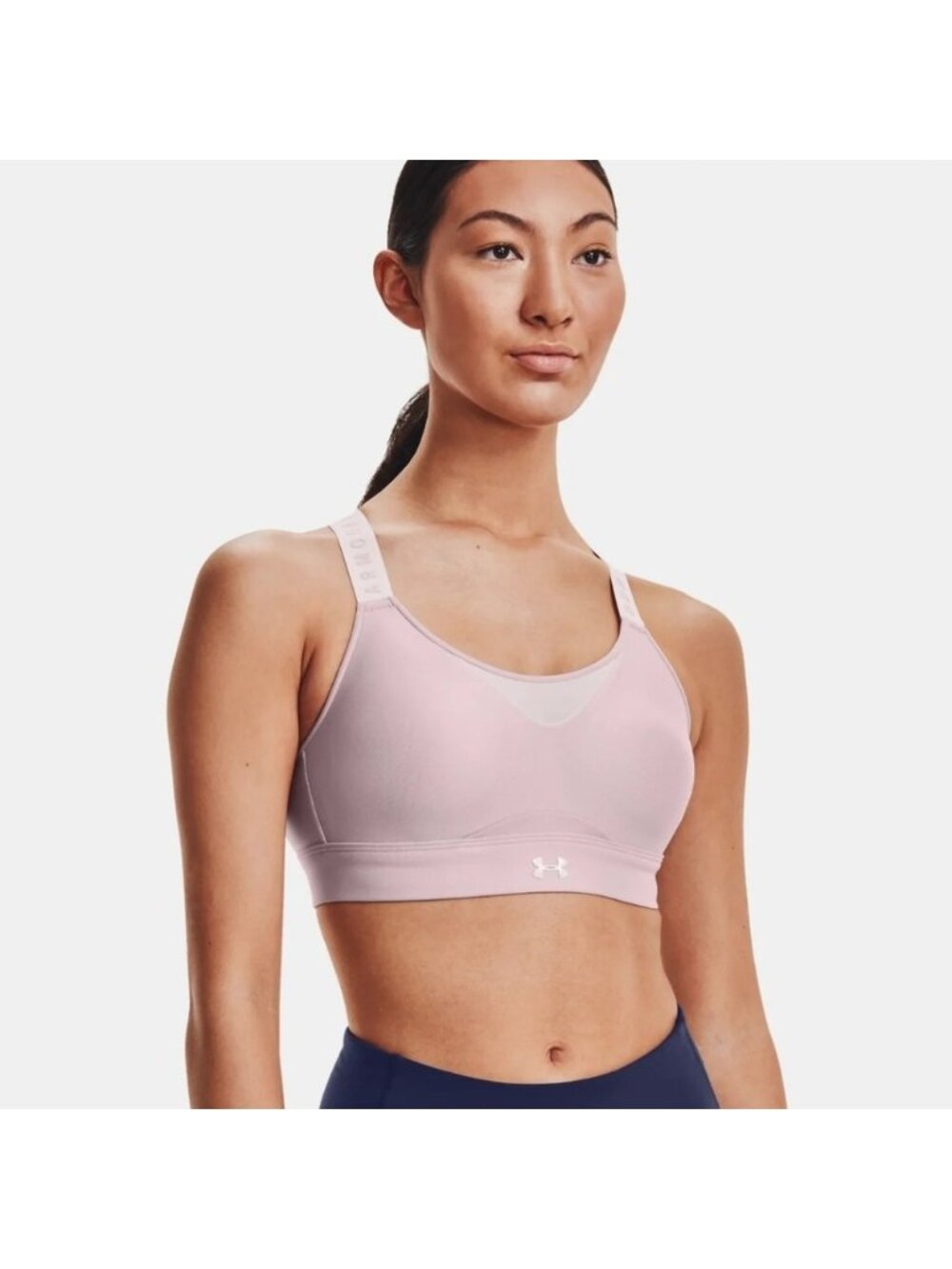 Under Armour Infinity High Impact Wireless Sports Bra Pink XS Crossback Workout